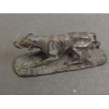 A bronze figure of a hunting dog, after J. Mène, signed, 3½'' long