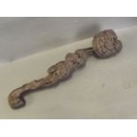 A large Chinese carved hardwood ruyi in the form of bamboo, 15'' long