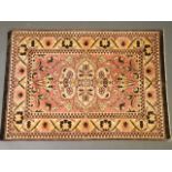 A Chenille wall hanging with Persian inspired design, mid C20th, 52'' x 36''