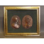 A framed copper portrait of Dante & Beatrice, 12'' wide