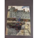 An oil on canvas, French harbour scene, signed 'Guy Penngmen', 14'' x 10½''