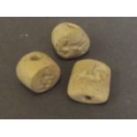 Three Islamic stone seals, 1¼'' long