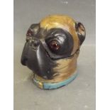 A cold painted bronze trinket box in the form of a boxer dog, 3½'' high