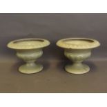 A pair of green glazed garden tazzas, 5½'' high