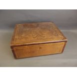 A C19th pokerwork wooden box with floral decoration, 16'' x 13''