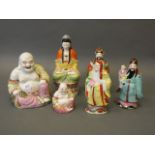 A collection of Chinese porcelain figures to inlcude Buddha, Quan Yin etc, mid C20th, largest 11''