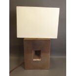 A 'Dar' lustre glazed contemporary square form table lamp, 20½'' high with shade