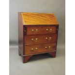 An Edwardian inlaid mahogany fall front bureau with fitted interior, 30'' x 17'', 38'' high