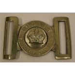 Dublin Metropolitan Police Belt Buckle in white metal. Two piece example, Kings Crown section