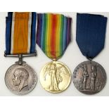 Great War Household Battalion medal group of three, consisting of British War medal and Allied