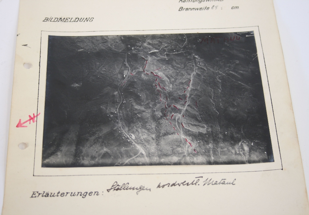 1916 Imperial German Flieger Abteilung 74 Aerial Photographs, on official file papers with inked - Image 3 of 3