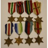 WW2 Campaign Stars consisting of 1939-45 star, Atlantic Star, Africa star with 8th army bar,