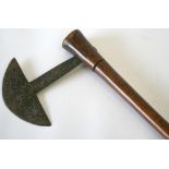 Zulu Axe with the axe head having native design decoration to the base. Wood shaft remains in good