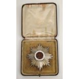 Romanian Order of the Crown Breast Star in silver with enamel centre which remains undamaged.