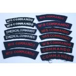 British Commando Cloth Shoulder Titles, consisting of matched pair of 2 Medical Commando, two non