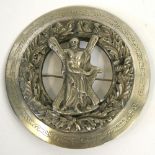 Black Watch Officers Plaid Brooch being a silver plated example with St Andrew to the centre laid on