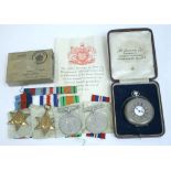 WW2 Campaign Medal Group and Hallmarked Silver Presentation Pocket Watch, the medals consist of