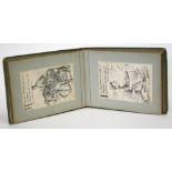 Pre WW1 Cartoon Album of Royal Artillery Interest, the cartoons are printed cards from original