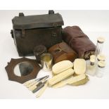 Great War Officers Travelling Kit being private purchase including pair of brushes with brown