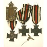 3x German War Widows Honour Cross medals complete with ribbons. Accompanied by an Imperial German