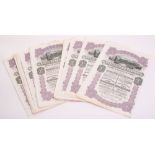 Brazil Railway Company Share Certificates dating from 1911. 10 certificates in total for a value