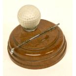 1930’s Golf Themed Light on a brown Bakelite base with the golf ball and gold club across. The