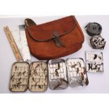 Fishing Equipment including three cased sets of fishing flies, two reels, plus other items. All