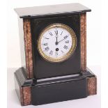 19th / 20th Century Slate and Marble Decorated Mantle Clock with white dial and roman numerals. Gilt