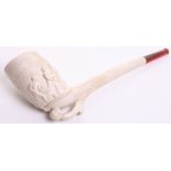 Football and Rugby Themed Clay Pipe, the bowl showing scenes of a football match to one side and a