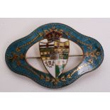 Edward VII Gilt & Enamel Brooch with pin and catch fixing to the reverse. Measures 8cm x 5 1/2 cm.