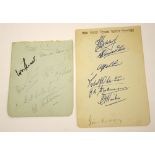 Kent County Cricket Club Signed Autograph Page with seven signatures including B H Valentine who was