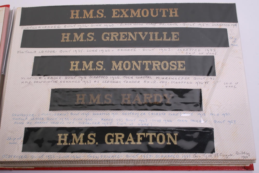 Selection of Royal Navy Cap Tallies including HM SUBMARINE, HM MINESWEEPER (WW2 period with full - Image 2 of 3