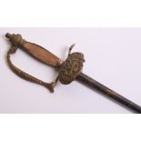 19th Century Dutch Court Sword with brass decorated hilt and shell guard decorated with the coat