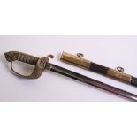 British Royal Navy 1827 Pattern Officers Sword being a Victorian type example with fish skin grip