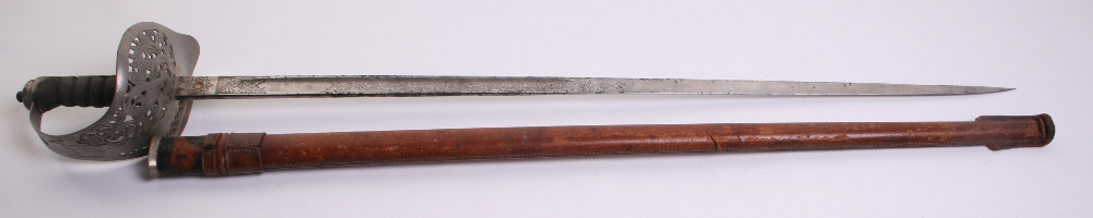 British George V 1897 Pattern Officers Sword complete with its original brown leather field - Image 6 of 6