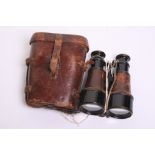Great War Officers Field Binoculars housed in their original 1916 dated brown leather carry case.