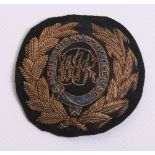 West Indies Regiment Officers Bullion Cap Badge circa 1888-1901, bullion wire wreath with blue