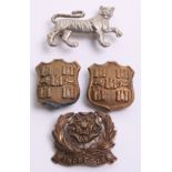 Winchester College OTC Cap & Collar Badges in brass with lug fittings on the reverse. Accompanied by