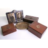 Royal East Kent Yeomanry Trinket Box in wood with carved regimental badge to the top of the lid.