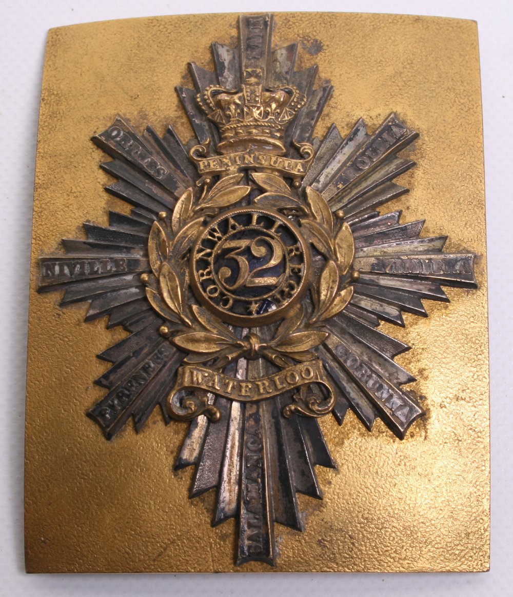 Very Fine and Rare Officers Shoulder Belt Plate 32nd Cornwall Regiment circa 1842-1855,