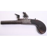 Flintlock Boxlock Pocket Pistol, 7", turn off barrel 2.5", London proof marks, frame engraved
