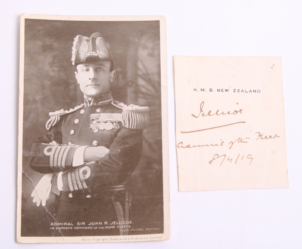 Signature and Photograph of Admiral Sir John R Jellicoe, the inked signature was signed simply