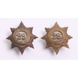 Pre 1881 29th (Worcestershire) Regiment of Foot Collar Badges in brass with voided centres. Both are