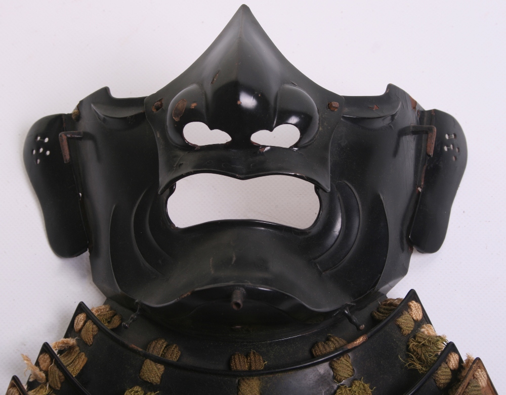 Fine Japanese Face Mask Mempo from an armour, 19th century or earlier, made from iron, black - Image 2 of 4