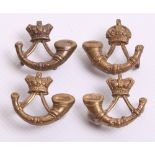 Pre 1904 Royal Guernsey Militia (Light Infantry) Collar Badges being a pair of brass other ranks