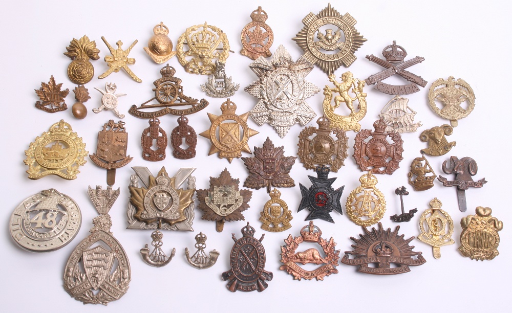 Selection of Colonial Cap Badges of various regiments and periods including Canadian The Perth