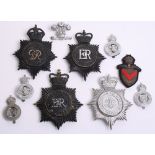 Quantity of Welsh Police Badges, including Breconshire Constabulary helmet plate, Kings crown