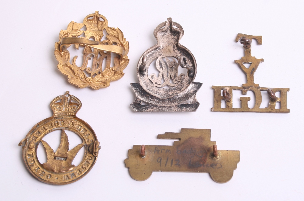 Westmorland & Cumberland Yeomanry Cap badge in gilt and white metal. Reverse has had lug fittings - Image 2 of 2