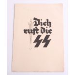 Waffen SS Dutch Recruitment Leaflet printed with SS runes etc. Very good condition.