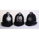 Three Cox Comb Obsolete Police Helmets, Queens Crown Durham Constabulary, Hampshire Sergeants,